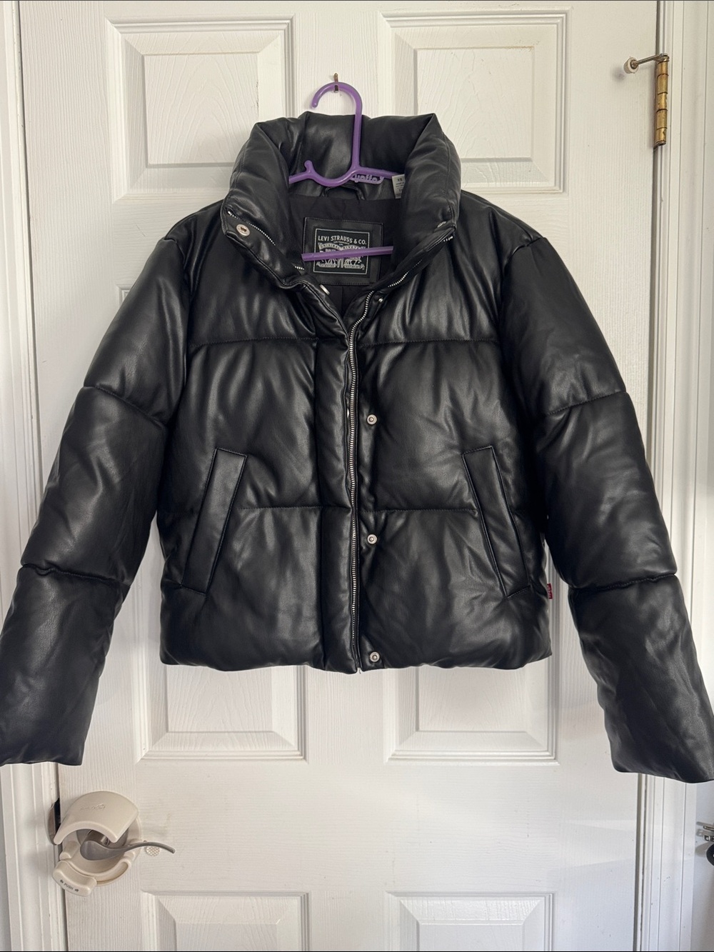 Levi's Black Faux Leather Puffer Jacket